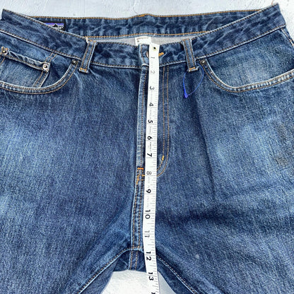 Patagonia Regular Straight 35x33 Organic Cotton Dark Denim Blue Jeans Zipper Fly
