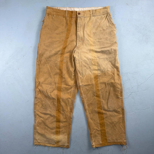 Vintage 50s 60s Zipper Pants Mens 32x24 Khaki Casual Creased Outdoor Rockabilly
