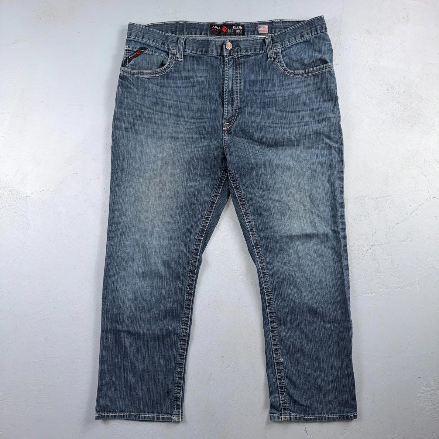Ariat M4 FR Jeans Mens Blue Flame Resistant Cat 2 Relaxed Boot Cut 42x30 Denim