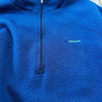 Vintage Patagonia Capilene Shirt Top 1/4 Zip w/ Collar Blue USA Made XL