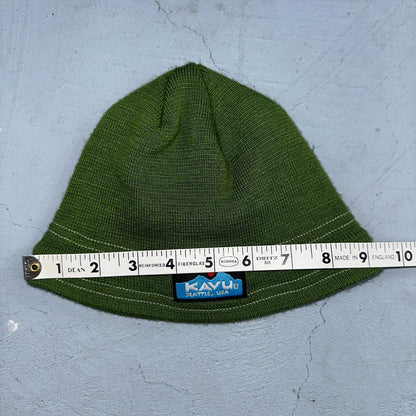 KAVU Beanie Green Knit Hat Seattle USA Outdoor Hiking Streetwear Skater Cap VTG