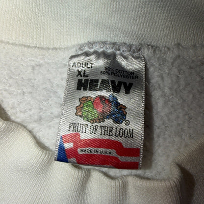 VTG Blank White Sweatshirt Fruit Of The Loom Heavy USA Made XL Flag Crewneck