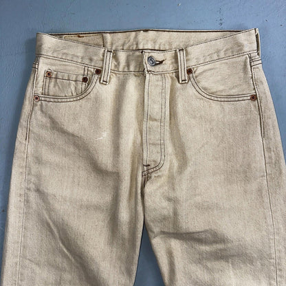 Levis 501 Vintage 90s USA XX Straight Leg Jeans Beige Light Wash 30x34 Act 29x29