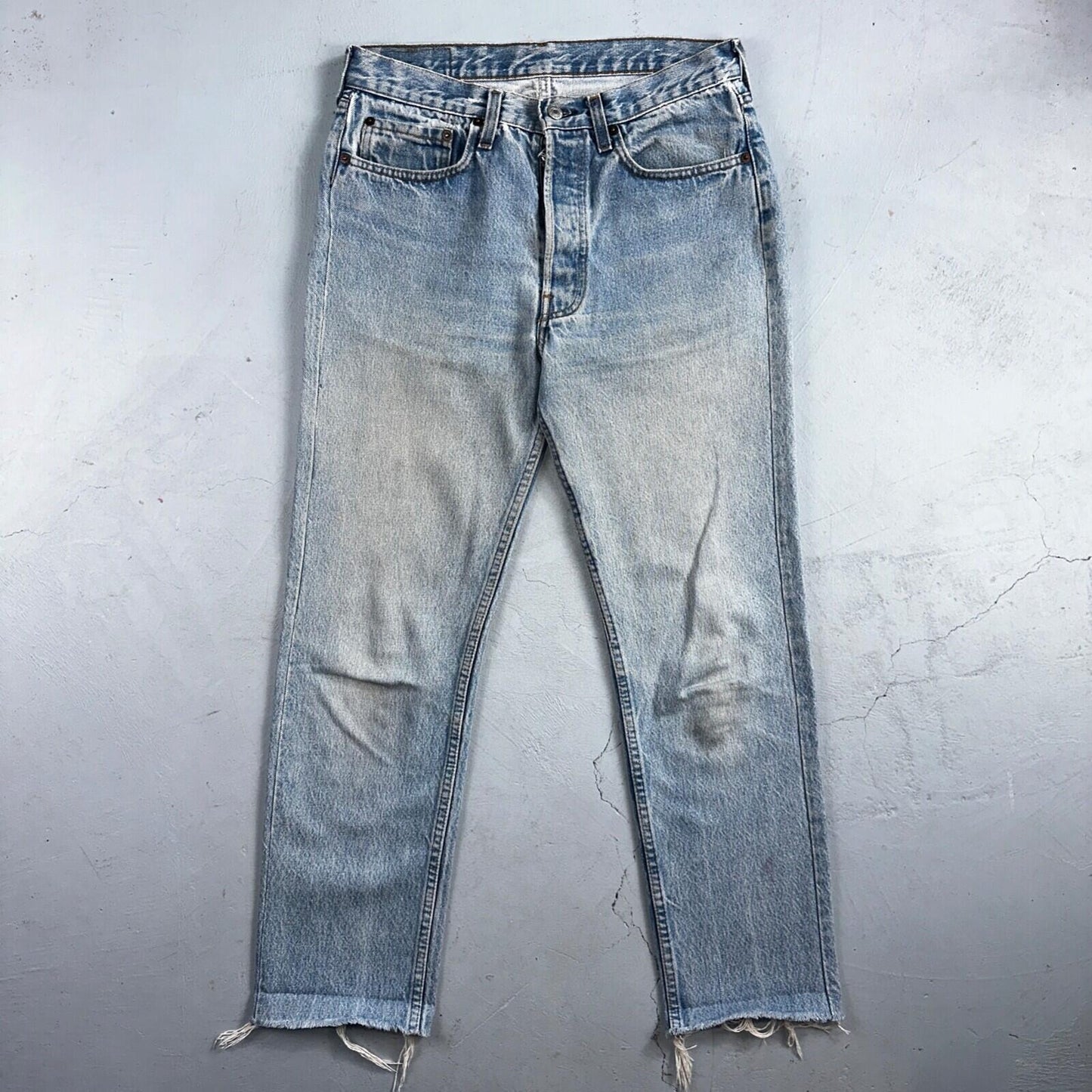 Levis 501 Vintage 80s USA XX Straight Leg Jeans Blue Light ALTERED Act 30x27