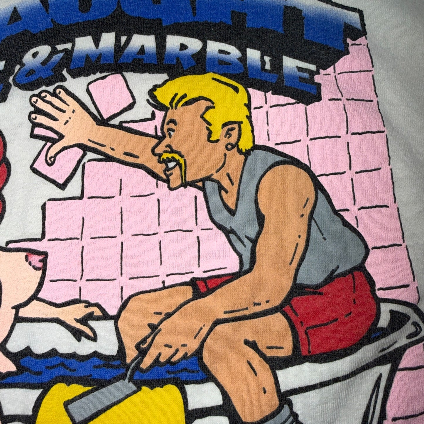 Pinup Babe In Tub 80s VTG T Shirt Hanes Beefy USA Tile Graphic Tile Girl Nudey