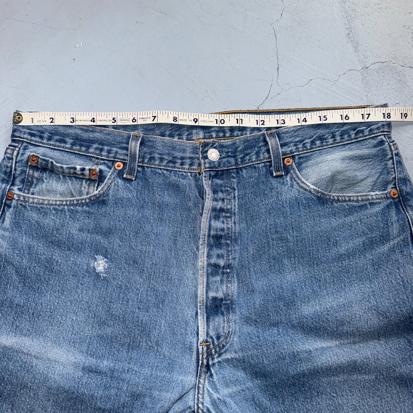 Levis 501 Vintage 90s USA XX Straight Leg Jeans Blue Light Wash 38x31 Act 36x28