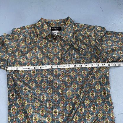 Notations Petite Shirt Womens Petite 6 Crazy Print Collared Button Down VTG