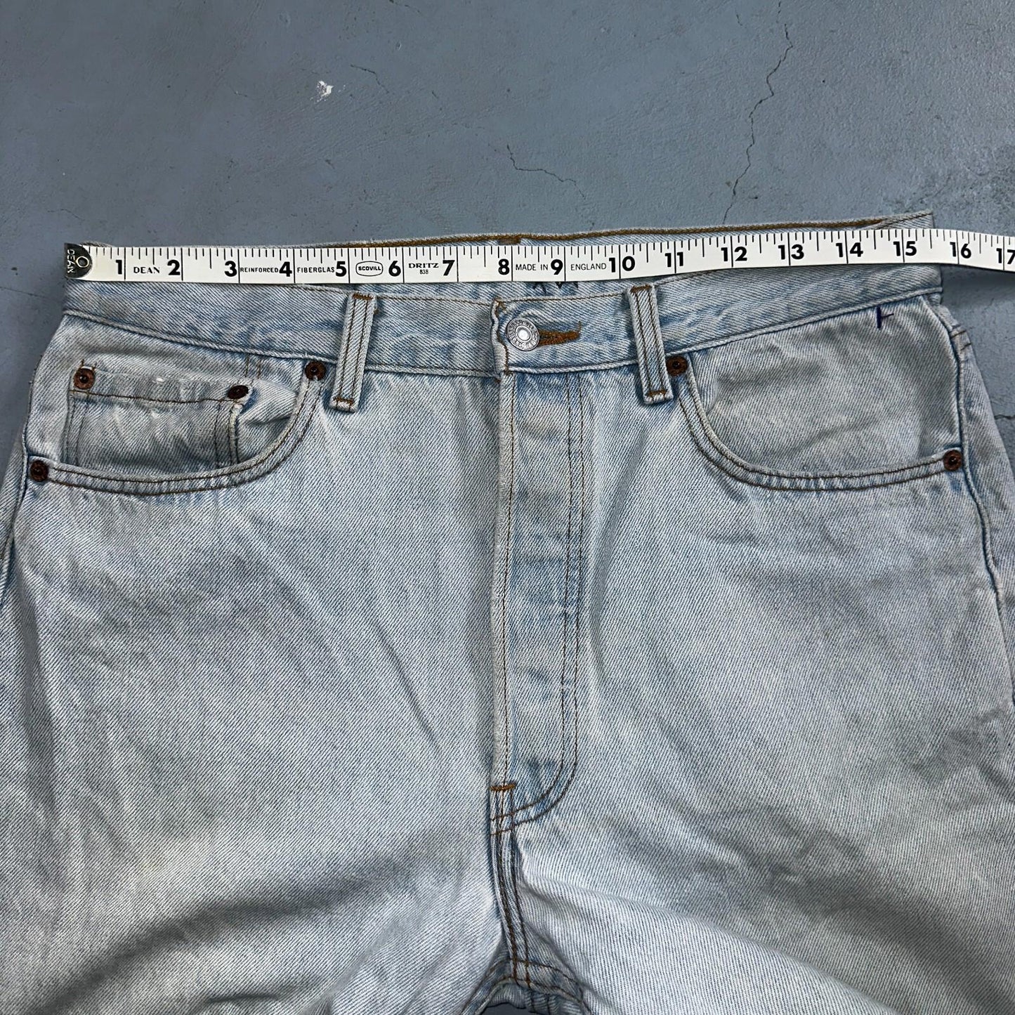 Levis 501 Vintage 90s USA XX Straight Leg Jeans Blue Light Wash 33x30 Act 31x29