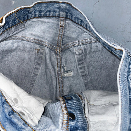 Levis 501 Vintage 90s USA XX Straight Leg Jeans Blue Light Wash 34x36 Act 31x32