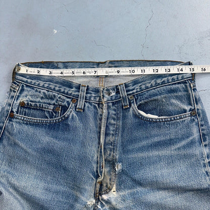 Levis 501 Vintage 80s Redline Selvedge USA XX Jeans Light Wash Capri Act 30x25