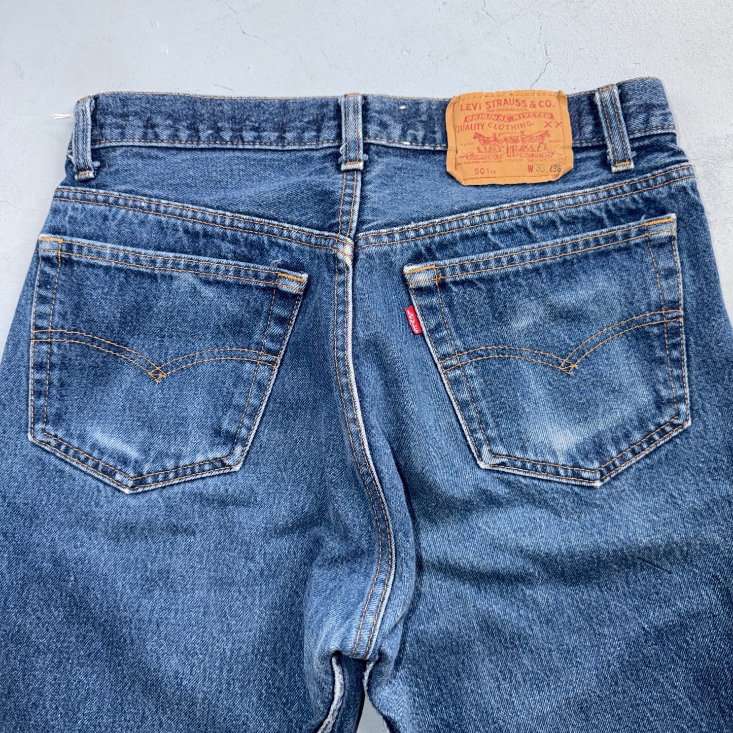 Levis 501 Vintage 80s USA XX Straight Leg Jeans Blue Med Wash 33x36 Act 30x31