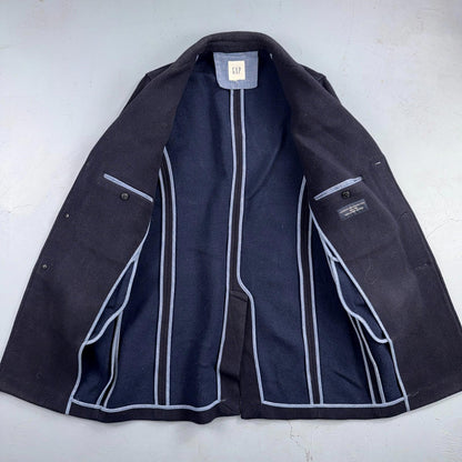 Gap Trench Coat Mens S Navy Wool Blend Overcoat Lanificio Nello Fabrics Italy
