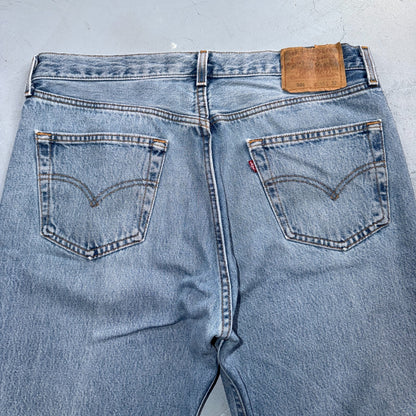 Levis 501 Vintage 90s USA XX Straight Leg Jeans Blue Light Wash 36x32 Act 35x31