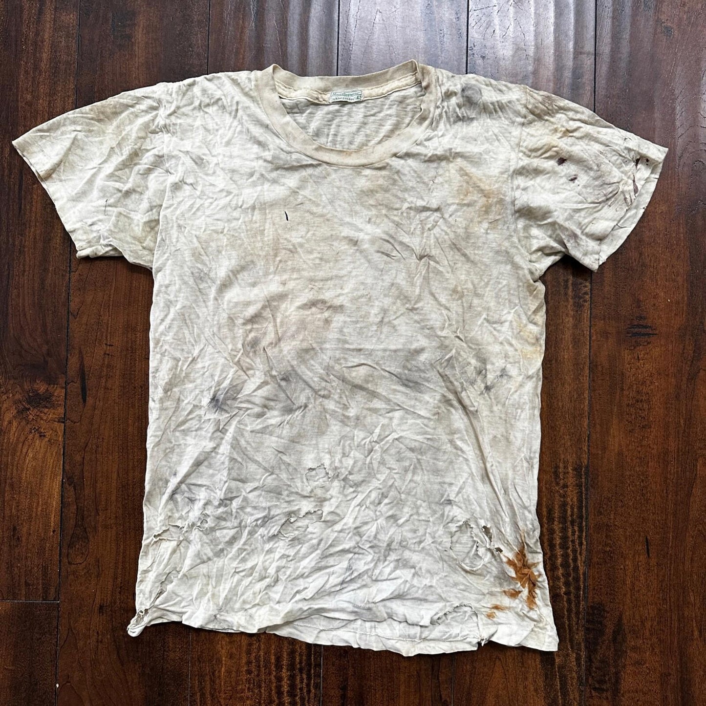 Thrashed Munsingwear Vintage T Shirt 60s 70s Grunge Garbage White Rockabilly