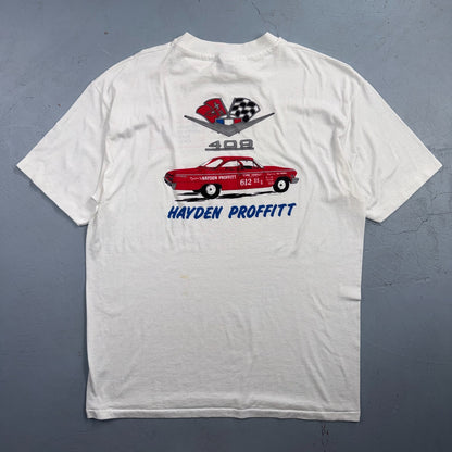 Vintage Hayden Proffitt 409 T Shirt Chevrolet Chevy Drag Racing Hot Rod Tee 80s