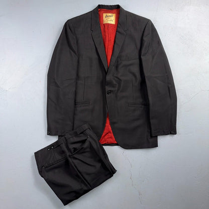 VTG Mens 2 PC Suit 40 Jacket Coat Pants Black Rockabilly 60s 1960s Gab Poly West