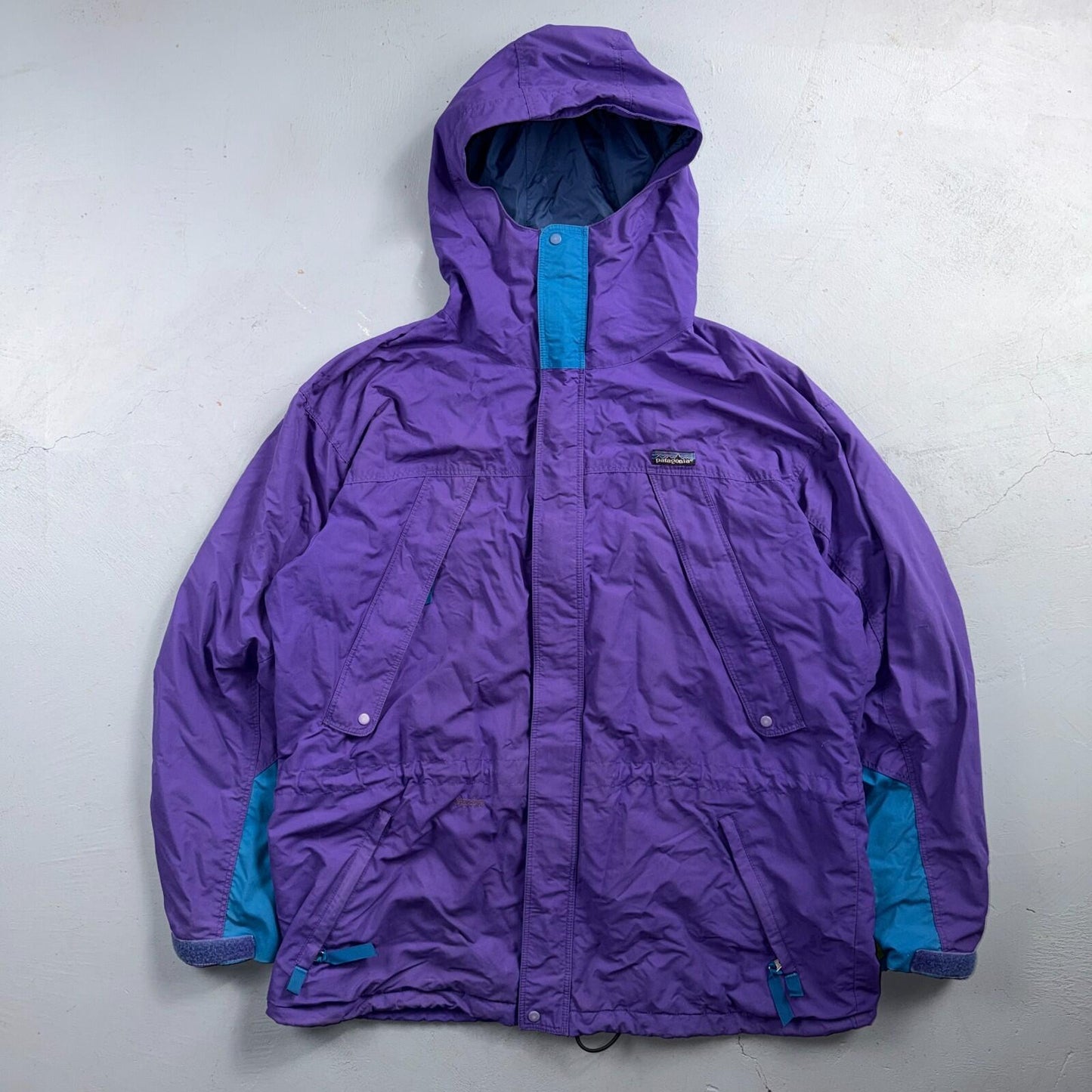Patagonia VTG RARE 90s Hooded Zip Up Jacket Mens L Purple Rain Parka Wind