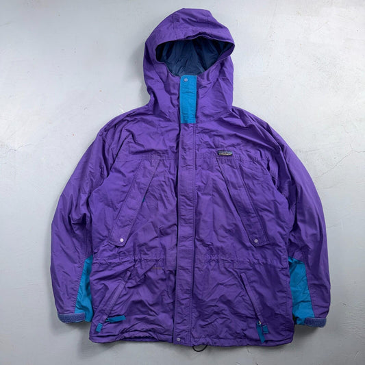 Patagonia VTG RARE 90s Hooded Zip Up Jacket Mens L Purple Rain Parka Wind