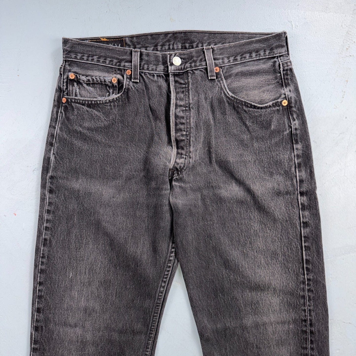 Levis 501 Vintage 90s USA XX Straight Leg Jeans Black Light Wash 34x34 Act 33x30