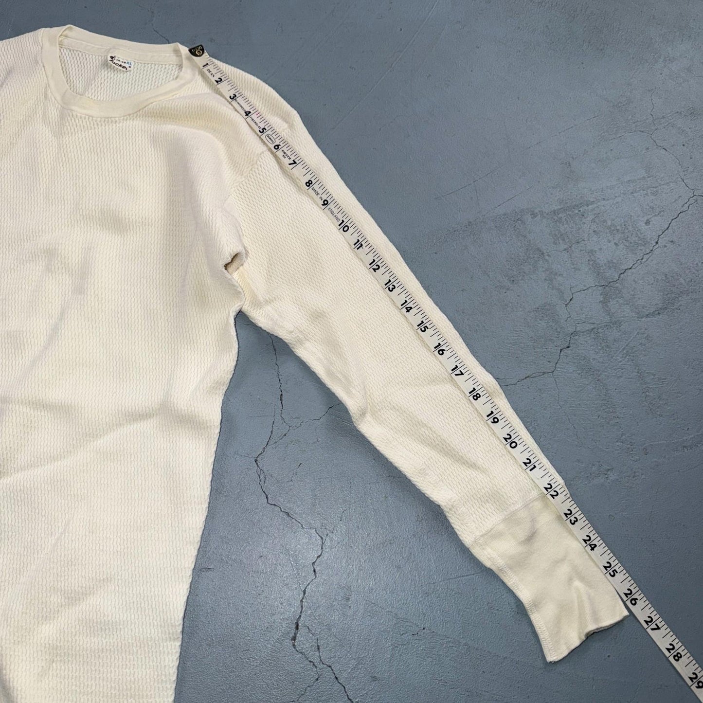 Jockey VTG 1960s Shirt Ivory Waffle Knit Thermal Underwear Long Sleeve XL