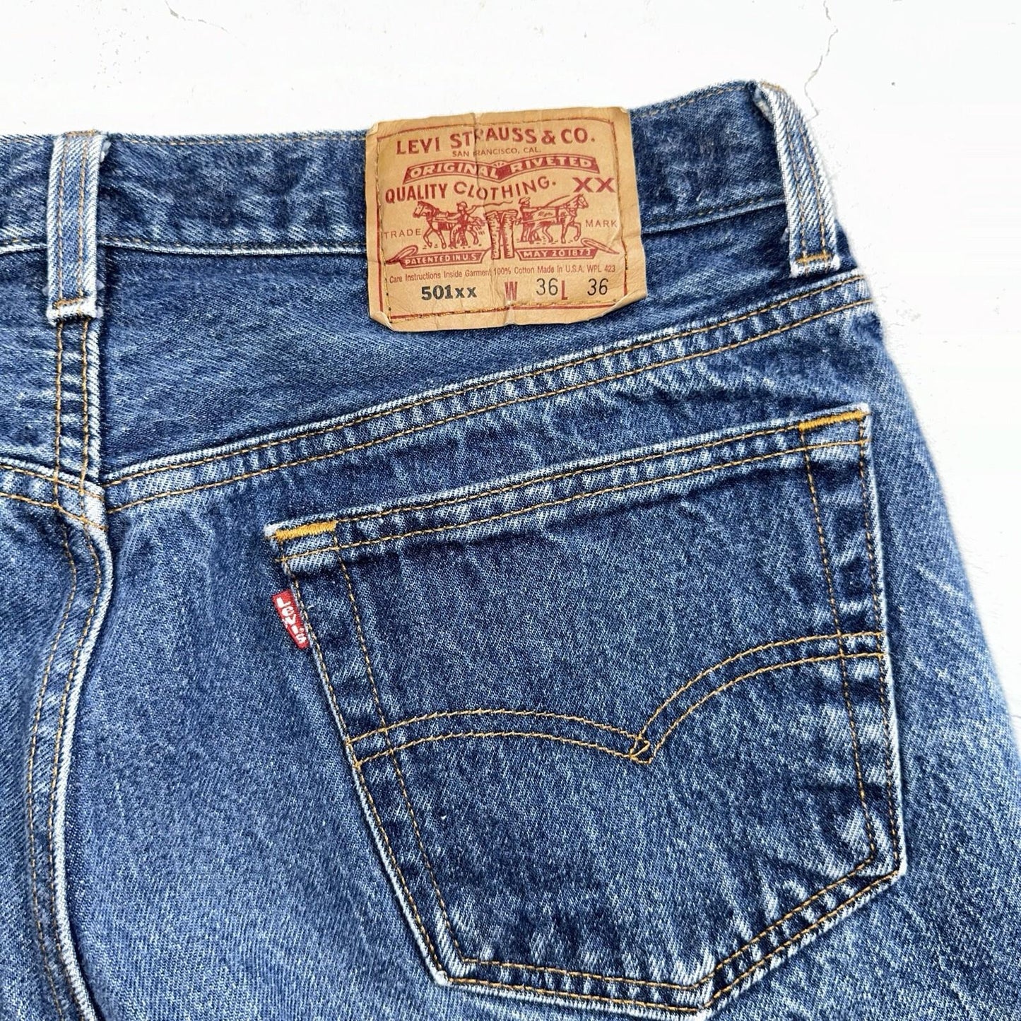 Levis 501 Vintage 90s USA XX Straight Leg Jeans 36x36 Dark Wash Act 33x31