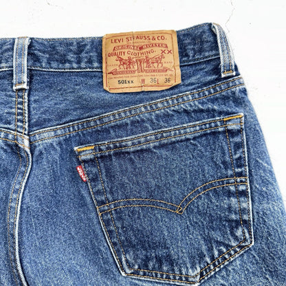 Levis 501 Vintage 90s USA XX Straight Leg Jeans 36x36 Dark Wash Act 33x31