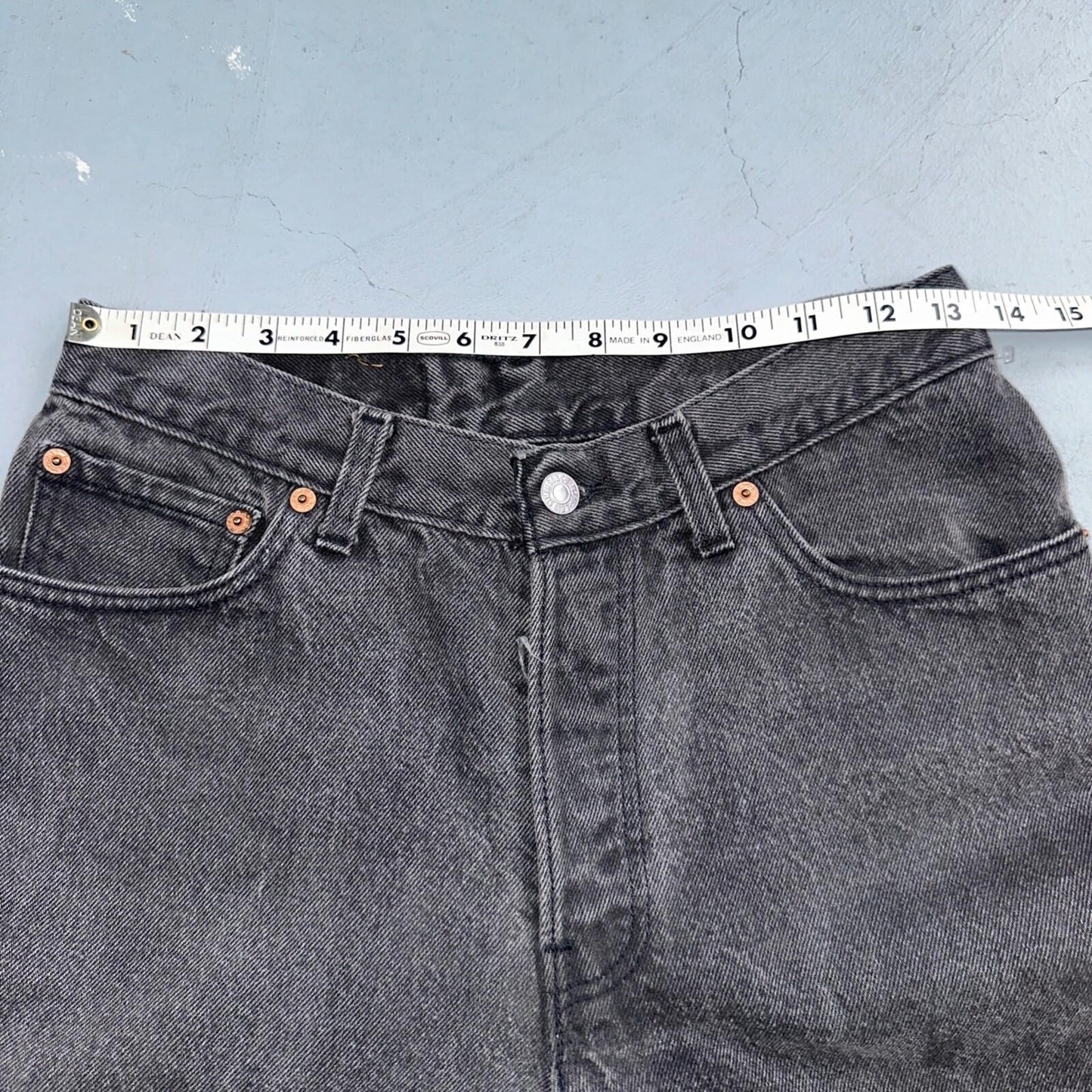 Levis 501 Vintage 90s USA XX Straight Leg Jeans Black Wash 11 Act Altered 27x26