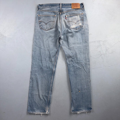 Levis 501 Vintage 90s Y2K XX Straight Leg Jeans Blue Light Wash 36x34 Act 34x29