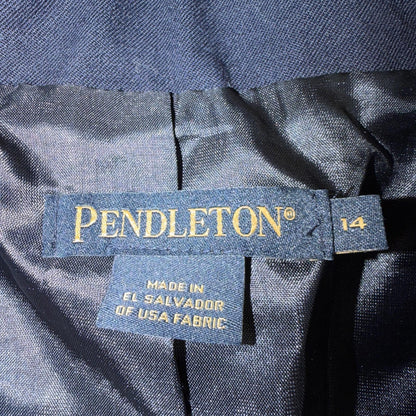 Pendleton Wool Blazer Jacket Navy Blue 14 Double Breasted Vtg Womens