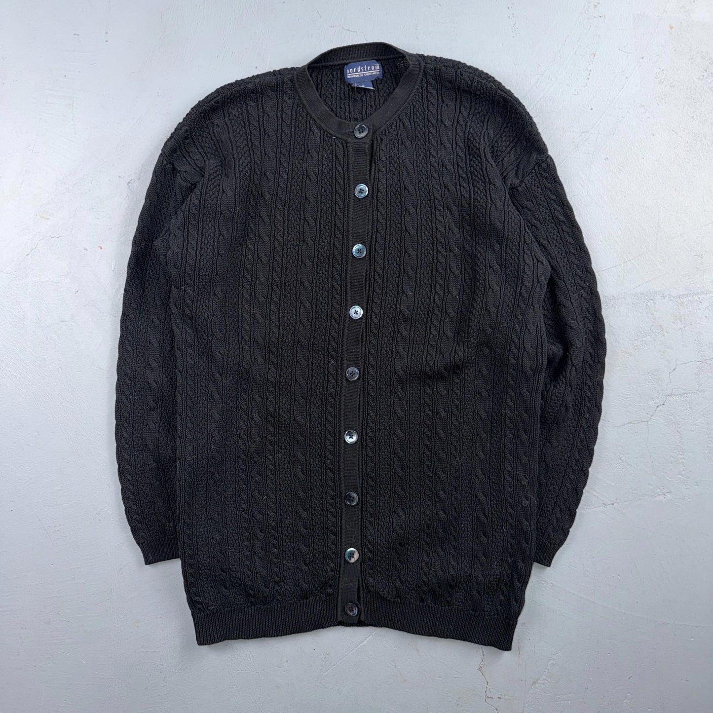 Nordstrom VTG 1990s Black Sweater Button Front Long Sleeves Cardigan Medium 90s