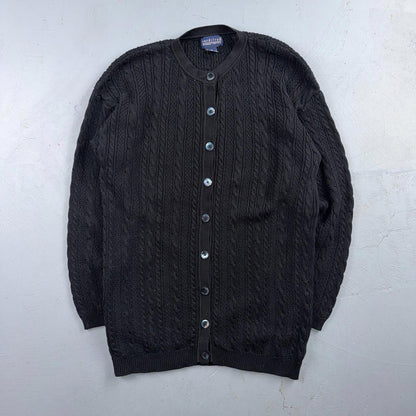 Nordstrom VTG 1990s Black Sweater Button Front Long Sleeves Cardigan Medium 90s