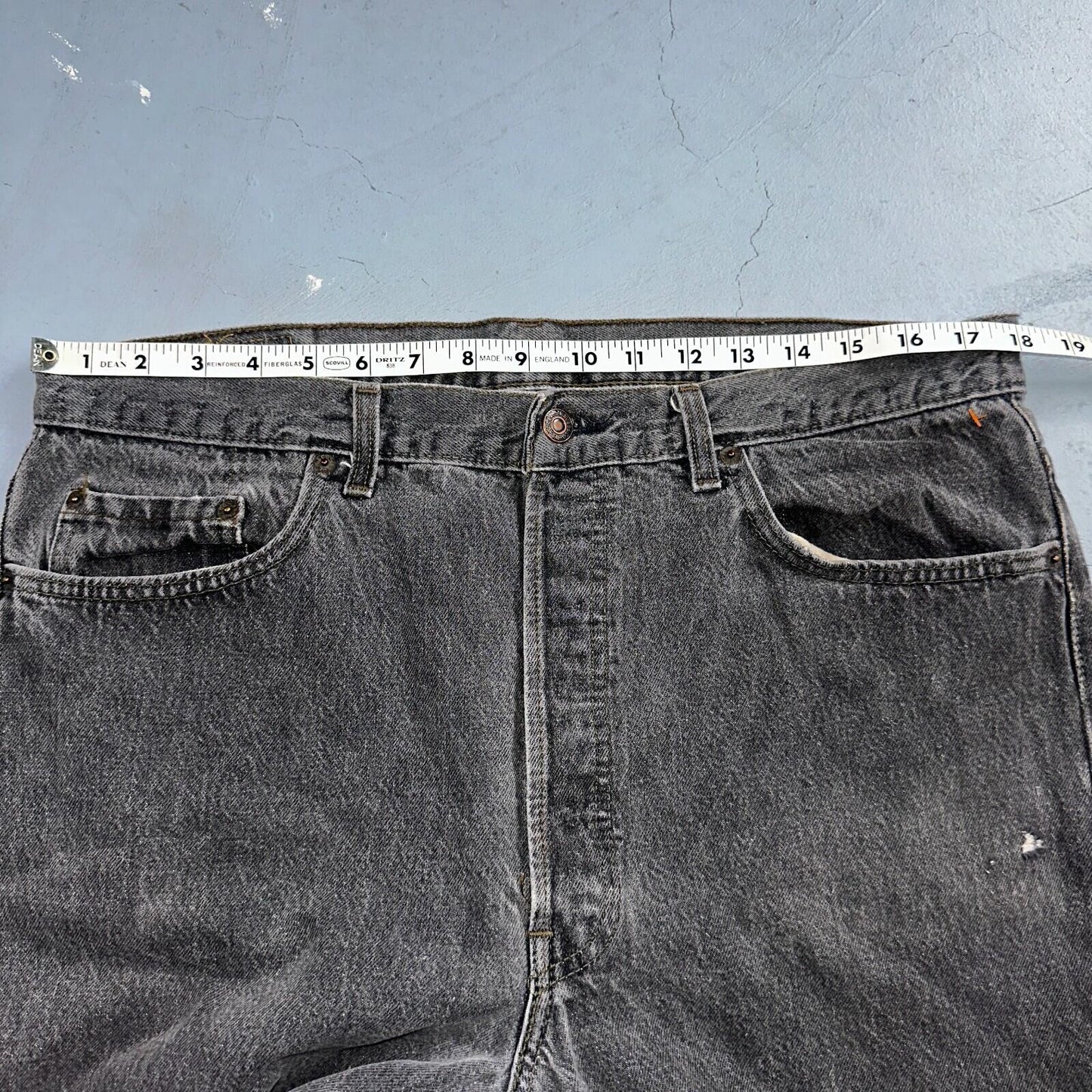 Levis 501 Vintage 90s USA XX Straight Leg Jeans Gray Light Wash 38x30 Act 36x29