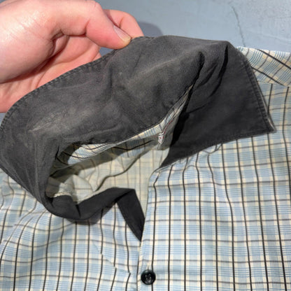 Vintage 1950s Loop Collar Truval Cotton Rockabilly Shirt Small Checkered 50s 60s