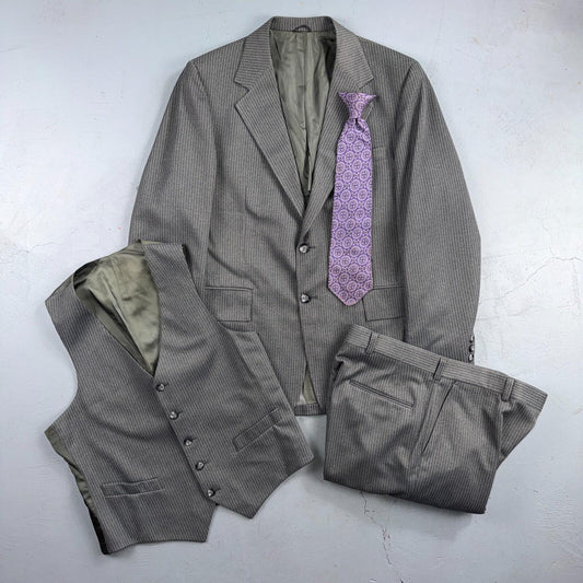 60s Barelay Wool 3 Piece Suit 40