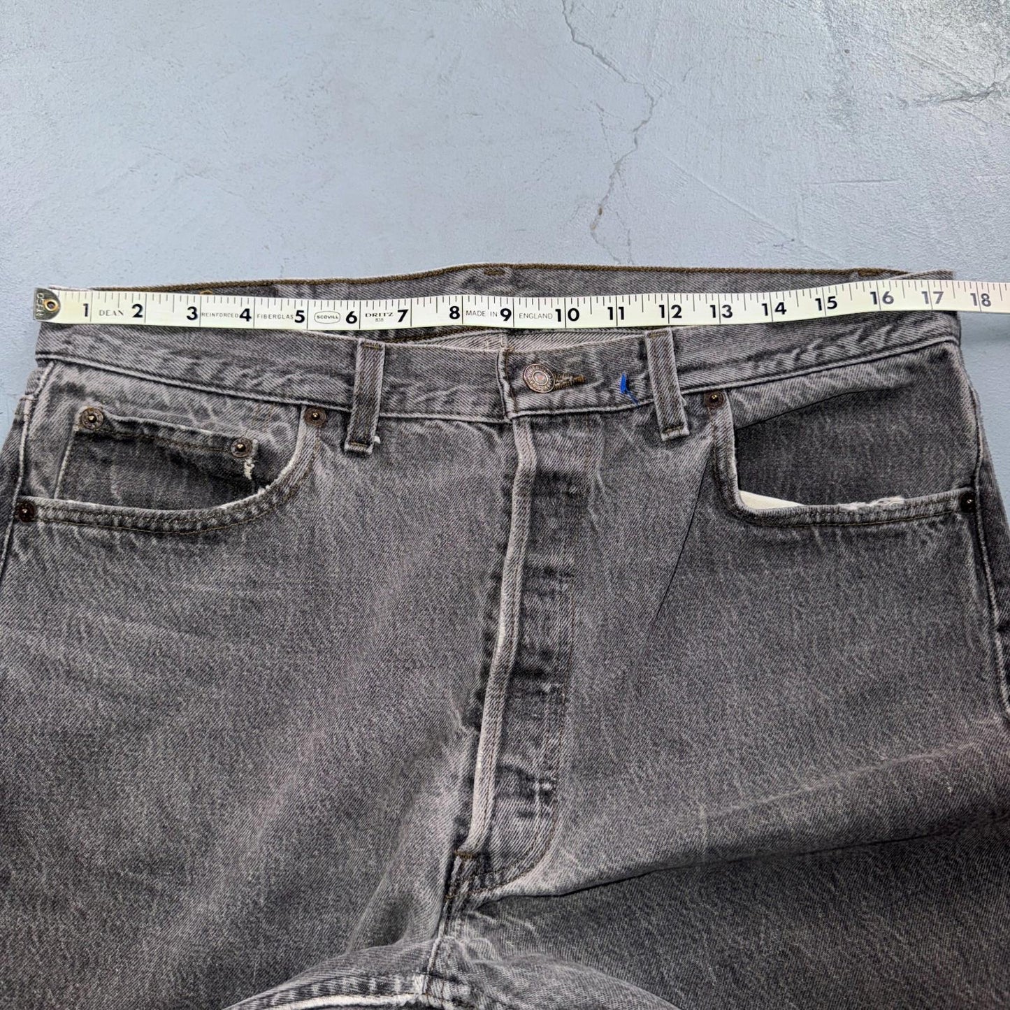 Levis 501 Vintage 80s USA XX Straight Leg Jeans Black Light Gray 36x34 Act 35x32