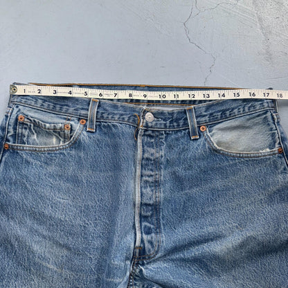 Levis 501 Vintage 90s USA XX Straight Leg Jeans Blue Light Wash 38x30 Act 35x26