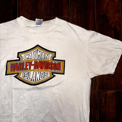 Harley Davidson Vintage T Shirt Cayman Islands Motorcycle Bikes Y2K British