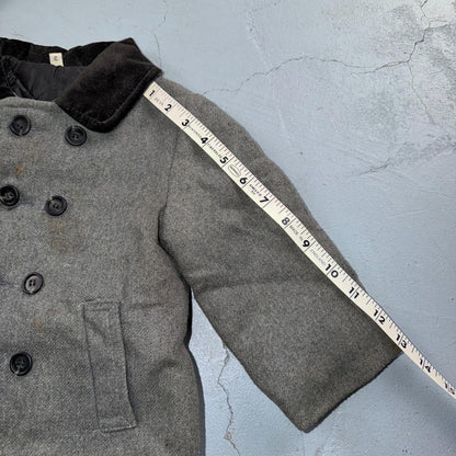 Union Made 1960s Double Breasted Coat Jacket Black Wool 2T Size 2 Toddler Hat