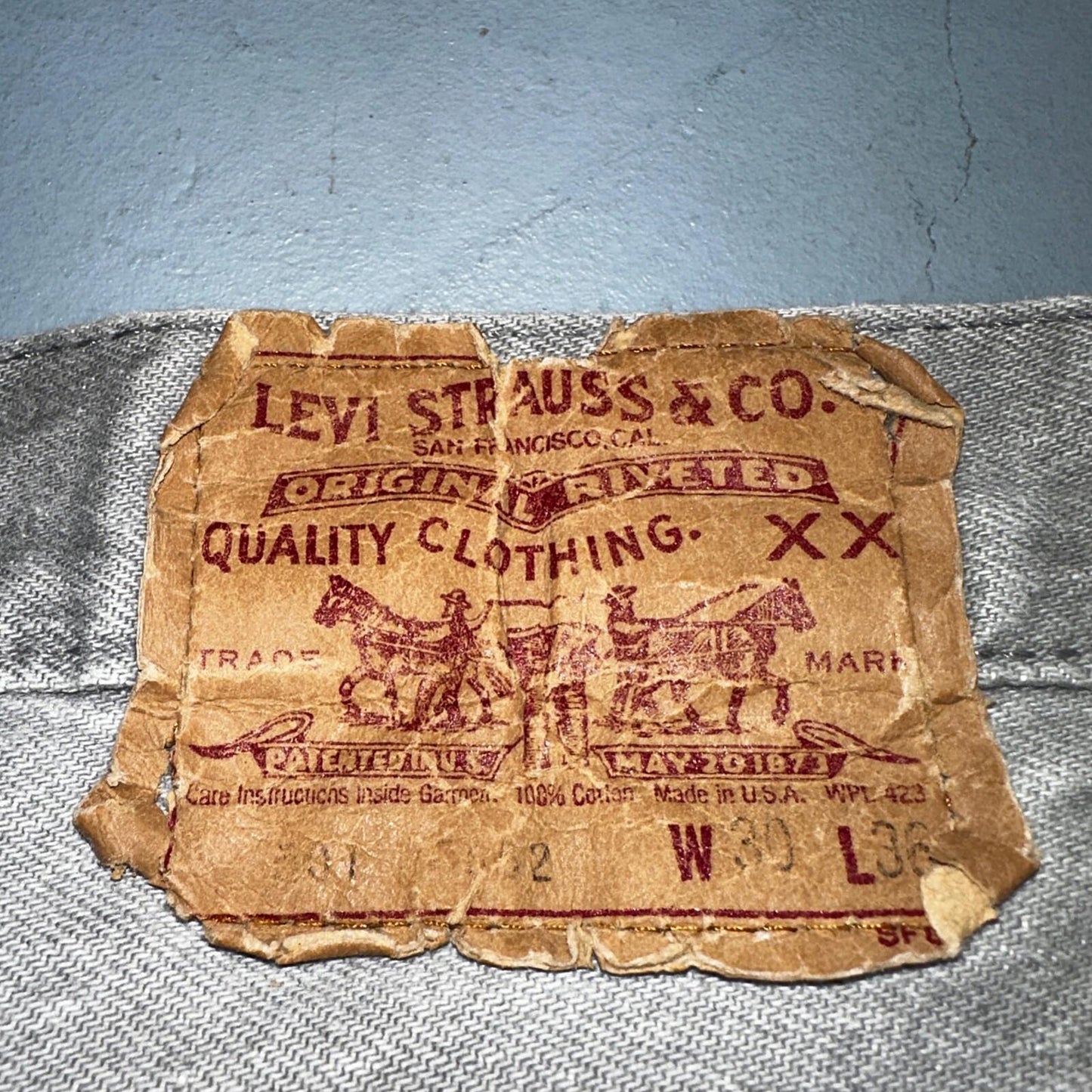 Levis 501 Vintage 90s USA XX Straight Leg Jeans Gray Med Wash 30x36 Act 28x34