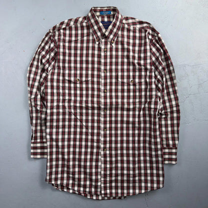 Pendleton Rancher Button Down Western Shirt Men’s S Red Plaid Cotton Rancher