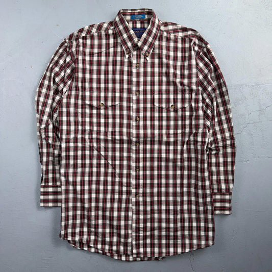Pendleton Rancher Button Down Western Shirt Men’s S Red Plaid Cotton Rancher