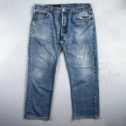 Levis 501 Vintage 90s USA XX Straight Leg Jeans Blue Med Wash 42x32 Act 38x27