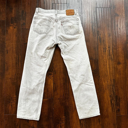 VTG USA Levis 501 Button Fly 90s Tag Jeans 80s 34x30 Act 31x28 Grey Faded White
