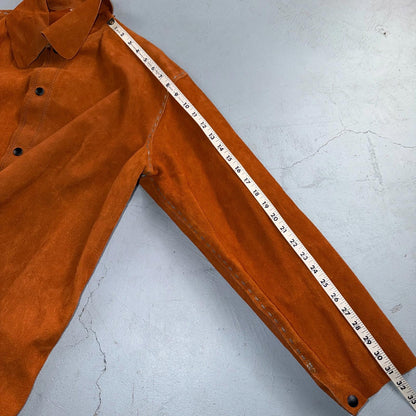 VTG 60s 50s Brown Suede Leather Button Jacket Western Snap Rockabilly Staple