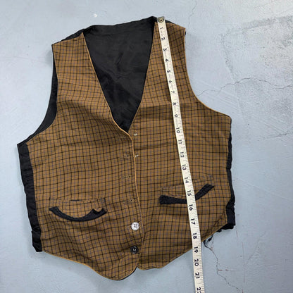 VTG Buckle Back Vest Mens Black Waistcoat Size S 1940s 1950s Plaid Double Sided