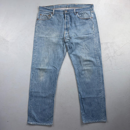 Levis 501 Vintage 80s USA XX Straight Leg Jeans Blue Light Wash 40x33 Act 38x29