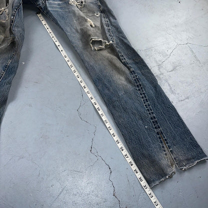 Levis 501 Vintage 80s Redline Selvedge USA Light Jeans Thrashed 32x36 Act 29x32