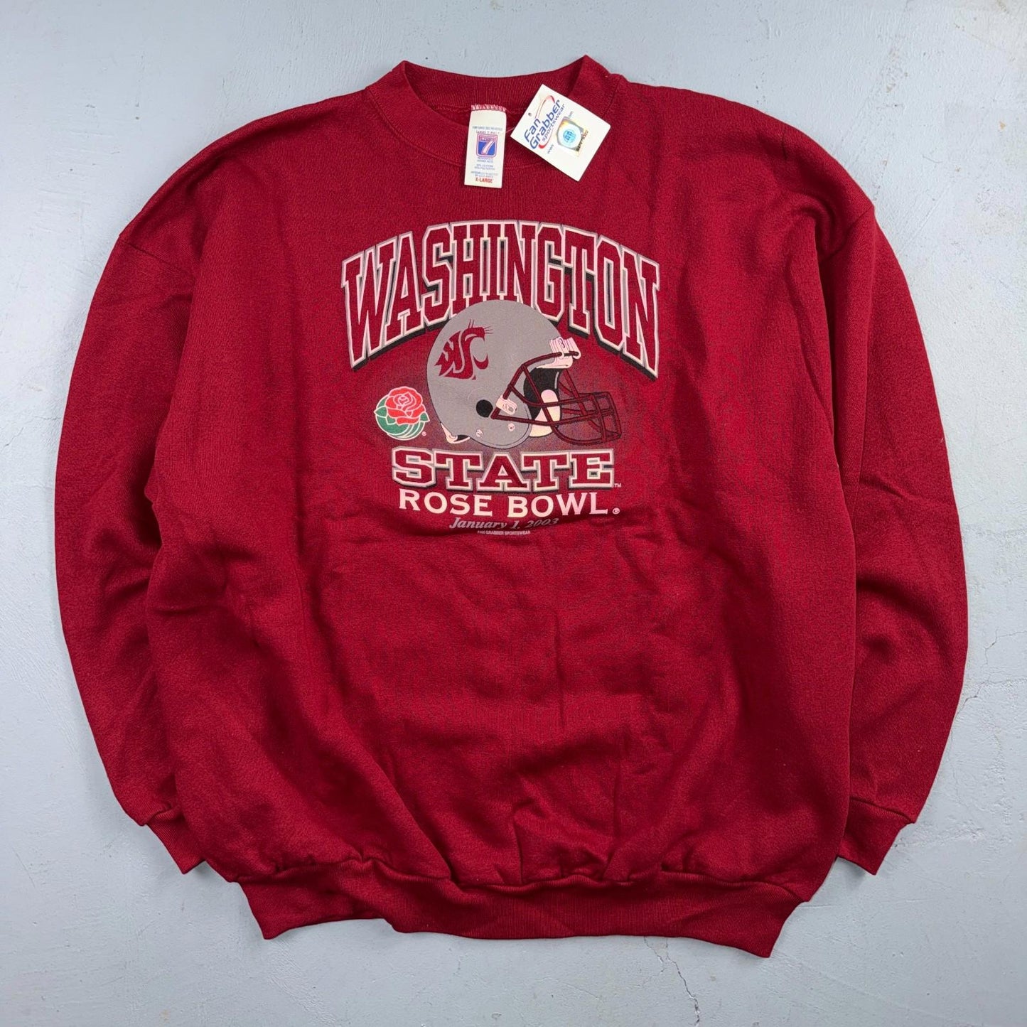 Vintage 7th Rose Bowl 2003 WSU Washington State Cougars Pullover Sweatshirt XL