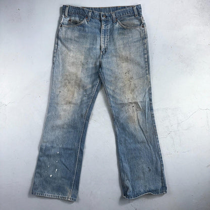 Levis 517 Vintage 80s USA Orange Tab Bootcut Flare Blue Jeans Talon Act 34x29