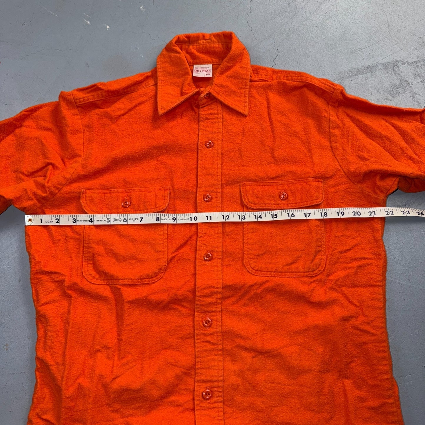 VTG 70s Penneys Big Mac Orange Chamois Cloth Work Shirt Heavy Flannel Rare Color